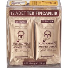 Mehmet Efendi 12 Adet Tek Kullanımlık Türk Kahvesi Yumuşak Lezzet ile Kafeinli Içerik