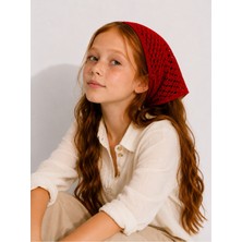 My Vintage Kız Çocuk File Örgü Bandana Delikli Triko Saç Bandanası Yazlık Pamuklu Plaj Uyumlu