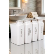 Dolkin Home 4lü Kendinden Ölçekli Deterjanlık Kutusu Seti Renkli Beyaz Sıvı Deterjan Yumuşatıcı Etiketli 3000ML
