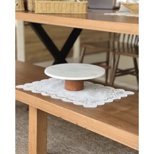 Marys Concept Natural Ayaklı Beyaz Mermer Sunum Standı 28 cm