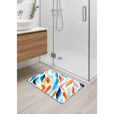 İyi Fikirler Modern Soyut Desen Kaymaz Kauçuk Taban Dikişli Kenar Banyo Balkon Mutfak Paspası 40X70CM
