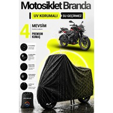 Motobros Motosiklet Brandası Motor Brandası Bajaj NS 200 Uyumlu BlackShield Siyah Su Geçirmez UV Korumalı Motor Örtüsü