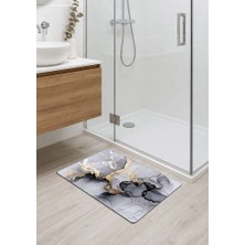 İyi Fikirler Mermer Desenli Kaydırmaz Kauçuk Taban Dikişli Kenar Banyo Paspası 40X70CM