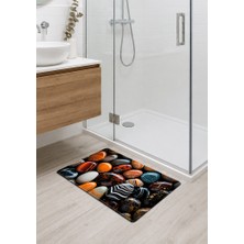 İyi Fikirler Taş Desenli Kaymaz Kauçuk Taban Dikişli Kenar Banyo Balkon Mutfak Paspası 40X70CM
