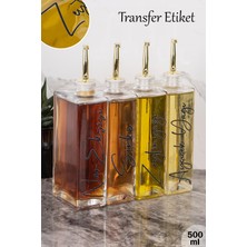 Dolkin Home 4lü 500ML Transfer Etiketli Lüks Yağdanlık Seti Gold Kapak Cam Yağlık Sosluk Sirkelik