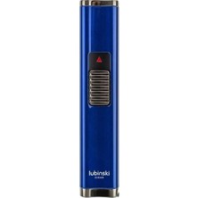 Lubinski Cigar Slim Cetvelli ve Sehpalı Çift Torch Puro Çakmağı Mavi LB-125