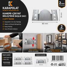 Karapolat Metal (2 Çift Takım) Mobilya Baza Koltuk Köşe Kanepe Çekyat Birleştirme Başlık Sacı Aparatı