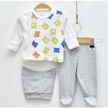 Imajbebe Kendinden Eldivenli Ayıcık Desenli Erkek Bebek Takımı - 3'lü Set