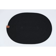 Fabrix Home 6 Adet Siyah Oval Jüt Supla / Amerikan Servis Lux Sunum Tabak Altlığı