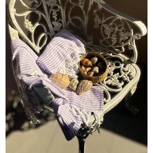 Ağcabay Denizli %100 Pamuklu 100X200CM Boho Stil Lila Çizgili Plaj ve Havuz Peştemali, Şık Plaj Havlusu