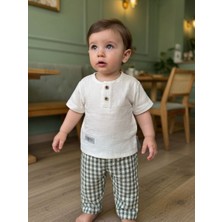 Beyzco Kids Erkek Bebek Müslin Küçük Kareli 2li Takım