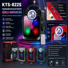 Tastech KTS-822S Ayna Camlı Rgb LED Işıklı Bluetooth Speaker Şarjlı Kablosuz Taşınabilir Hoparlör Hafıza Kartı ve USB Girişli Fm Radyolu Mp3 Müzik Çalar Ses Sistemi