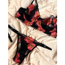 D Lingerie Fleur Écarlate Dantel Transparan Bralet Sütyen Takımı DM1372