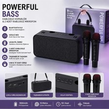 Tastech 186PRO Çift Kablosuz Mikrofonlu Bluetooth Speaker Şarjlı Taşınabilir Kablosuz Hoparlör 20W Party Speaker Hafıza Kartı ve USB Girişli Ses Bombası