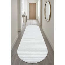 Bonny Home Oval Koridor Halısı Iskandinav Kaymaz Ince Yıkanabilir Yazlık Modern Yolluk Halı Gri Viora - 7035