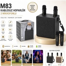 Tastech M83 Çift Karaoke Mikrofonlu Speaker Şarjlı Kablosuz Taşınabilir Hoparlör Hafıza Kartı ve USB Girişli Ses Bombası