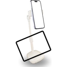 Sora Home Masa Üstü Tablet ve Telefon Tutucu Plastik Aparat Beyaz Telefon Standı