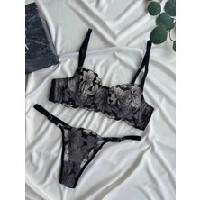 D Lingerie Fleur De Lune Dantel Transparan Bralet Sütyen Takımı DM1371