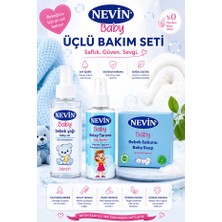 Nevin Doğal Içerikli Bebek Bakım Seti - Kolay Tarama Saç Spreyi 200 Ml, Sprey Bebek Yağı 200 ml ve Sabun 100 G 3'lü Paket