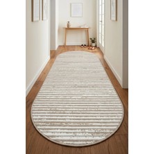 Bonny Home Oval Koridor Halısı Iskandinav Kaymaz Ince Yıkanabilir Yazlık Modern Yolluk Halı Bej Viora - 7032
