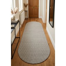 Bonny Home Oval Koridor Halısı Rölyef Kaymaz Ince Yıkanabilir Modern Dekoratif Yolluk Gri Porlo - 7129