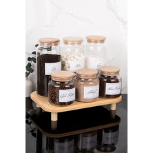 Dolkin Home 6'lı Cam Kavanoz Seti Stantlı Vakum Kapaklı Kahve Seti & Çay Şeker Tuz Saklama Kabı 1300 ml - 500 ml