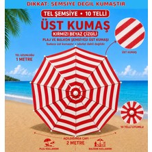 Şemsiyecim 10 Telli Plaj Şemsiyesi Üst Kumaşı 2 Metre Çap 1 Metre Tel Uyumlu