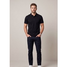 Nacar Store Erkek Yakalı Düğmeli Siyah T-Shirt