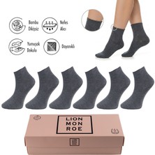Lion Monroe Saf Bambu Kadın Lastiksiz Gri Soket Dikişsiz Premium Çorap Kutulu 6'lı / Iz Bırakmaz / Sıkmayan Çorap L5952AZNB Softaura