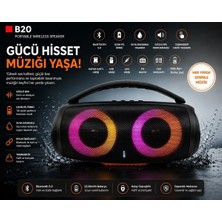 Tastech B20 Bluetooth Hoparlör USB ve Hafıza Kartı Girişli Fm Radyolu Şarjlı Taşınabilir Kablosuz Speaker Mp3 Çalar Tüm Cihazlara Uyumlu