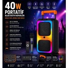 Tastech NDR-1097 Bluetooth Speaker Kablosuz Mikrofonlu Taşınabilir Şarjlı Tekerlekli Büyük Boy Party Speaker 40W Hoparlör Hafıza Kartı USB Girişli Tws Özellikli Fm Radyolu Ses Sistemi
