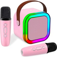 Tastech K12 Karaoke Mikrofonlu Bluetoth Hoparlör 5W Kablosuz Mikrofonlu Speaker Rgb LED Işıklı Sd Kart USB