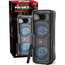 Tastech Büyük Boy Bluetooth Hoparlör Mikrofonlu Karaoke Speaker Şarjlı Taşınabilir Ses Bombası