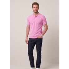 Nacar Store Erkek Yakalı Düğmeli Pembe T-Shirt