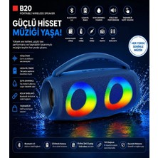 Tastech B20 Bluetooth Hoparlör USB ve Hafıza Kartı Girişli Fm Radyolu Şarjlı Taşınabilir Kablosuz Speaker Mp3 Çalar Tüm Cihazlara Uyumlu