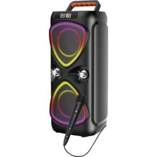 Tastech D78 Bluetooh Speaker Şarjlı Kablosuz Taşınabilir Hoparlör Mikrofonlu LED Işıklı Parti Speaker Sd Kart USB Fm Radyo Uzaktan Kumandalı D78