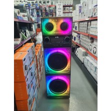 Tastech 200W Büyük Boy Kahverengi Bluetooth Hoparlör 130 cm Kablosuz Mikrofon ve RGB LED Işıklı