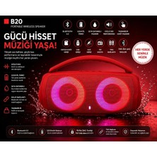 Tastech B20 Bluetooth Hoparlör USB ve Hafıza Kartı Girişli Fm Radyolu Şarjlı Taşınabilir Kablosuz Speaker Mp3 Çalar Tüm Cihazlara Uyumlu