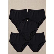 Nacar Store Kadın Siyah Renk 5' Li Paket Pamuklu Bato Külot
