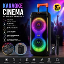 Tastech DR-8830 Bluetooth Speaker Kablosuz Mikrofonlu Taşınabilir Tekerlekli Valiz Tipi Şarjlı Hoparlör Büyük Boy Party Speaker Fm Radyolu Hafıza Kartı ve USB Girişli Tws Özellikli Süper Bass Hoparlör