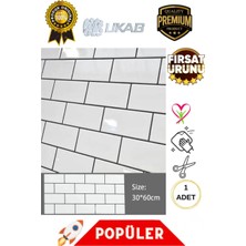 Ukab Dekor Kendinden Yapışkanlı Esnek Köpük Seramik Beyaz Pvc Mermer Panel 60X30 cm Banyo Wc Mutfak 6024
