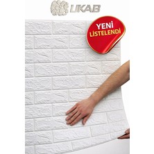 Ukab Dekor Kendinden Yapışkanlı Esnek Sünger Beyaz Tuğla Duvar Kağıdı Paneli 50X70