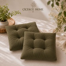 ÇİÇEKCE HOME Çiçekce Home Çiçekce Home Sandalye Minderi 1.kalite Boncuk Silikon Elyaf Dolgulu 40X40 Haki Yeşil 2 Adet