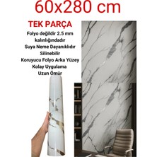 Ukab Dekor Dekoratif Kendinden Yapışkanlı Esnek Köpük Beyaz Pvc Mermer Panel Banyo Wc Mutfak (1 Adet)