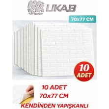 Ukab Dekor Kendinden Yapışkanlı Esnek Köpük Tuğla Desen Dekoratif Duvar Paneli 70X77 cm 10 Adet