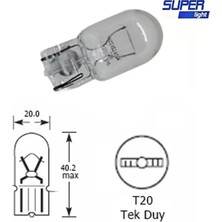 Super Light T20 Dipsiz Turuncu Park Ampulü Çift Duy WY21 12V 21W 1 Adet Midastech