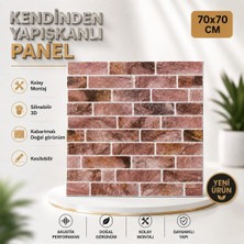 Ukab Dekor 70X70 C M Kendinden Yapışkanlı 3D Kabartmalı Kırmızı Tuğla Desen Dekoratif Duvar Kaplama Paneli Salon Mutfak Wc