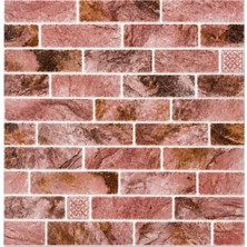 Ukab Dekor 70X35 cm Kendinden Yapışkanlı 3D Kabartmalı Kırmızı Tuğla Desen Dekoratif Duvar Kaplama Paneli Salon Mutfak Wc