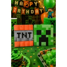 Dodomar Minecraft Temalı Çift Katlı Parti Peçetesi 20 Adet Yeşil Turuncu Doğum Günü Süsü