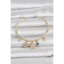 Uravas Store Gold Renk Pirinç Deniz Tema Charmlı Kadın Bileklik TJ-BB8488
